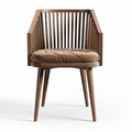 Wooden chair with padded seat and vertical slat back design 50 x 50 x 80cm