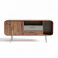 Mid-century modern wooden sideboard with grey drawers and metal legs 120 x 40 x 60cm