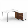 Modern desk with wood storage cabinet and metal legs 150 x 75 x 75cm
