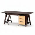 Wooden office desk with three drawers and metal frame 150 x 75 x 75cm