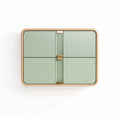 Green plastic storage box with wooden accents 25 x 20 x 10cm