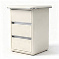 Nightstand with three drawers in cream color and metal accents 45 x 40 x 60cm