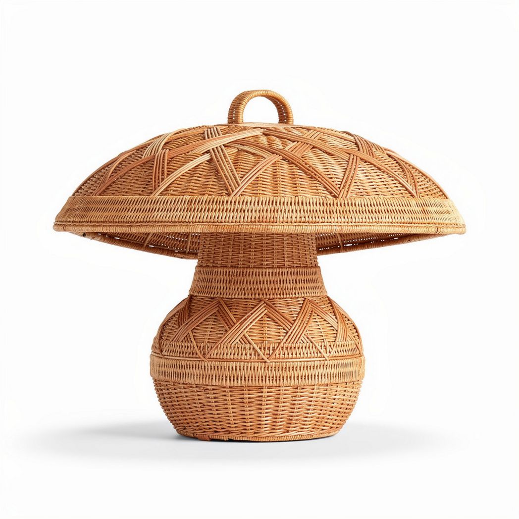 Rattan woven table lamp with dome shade for living room decor 30 x 30 x 45cm