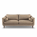 Fabric upholstered sofa with cylindrical cushions in beige 200 x 85 x 90cm