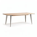 Rectangular dining table with wooden top and stainless steel legs 180 x 90 x 75cm