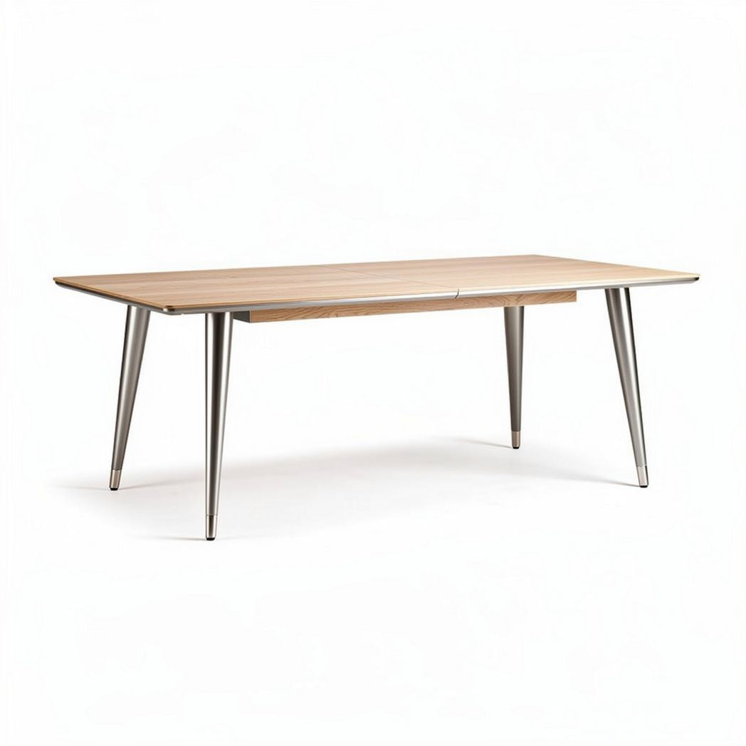 Rectangular dining table with wooden top and stainless steel legs 180 x 90 x 75cm