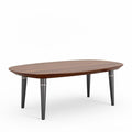 Wooden oval coffee table with tapered legs 150 x 80 x 45cm walnut finish