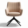 Textured fabric accent chair with swivel base and black metal legs 80 x 80 x 90cm